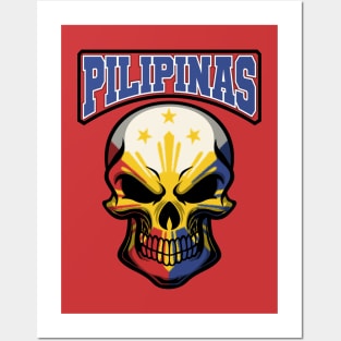 PILIPINAS FLAG IN A SKULL EMBLEM Posters and Art